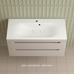 Style Line Тумба с кварцевой раковиной жасмин Остин 100 подвесная крем – фотография-2